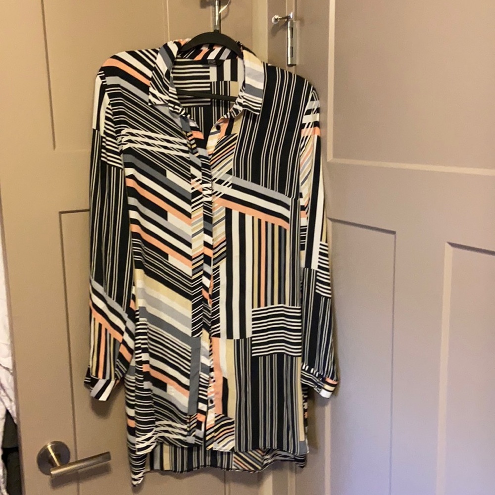 F&F long sleeve button up print shirt US14